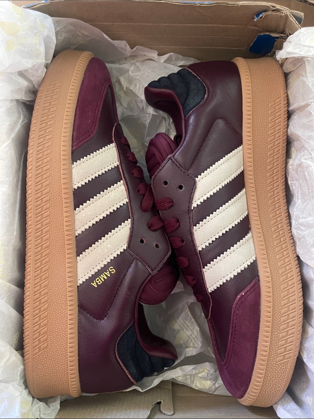 adidas Samba XLG Athletic Shoe Sneaker - Maroon & White - Picture 2 of 6